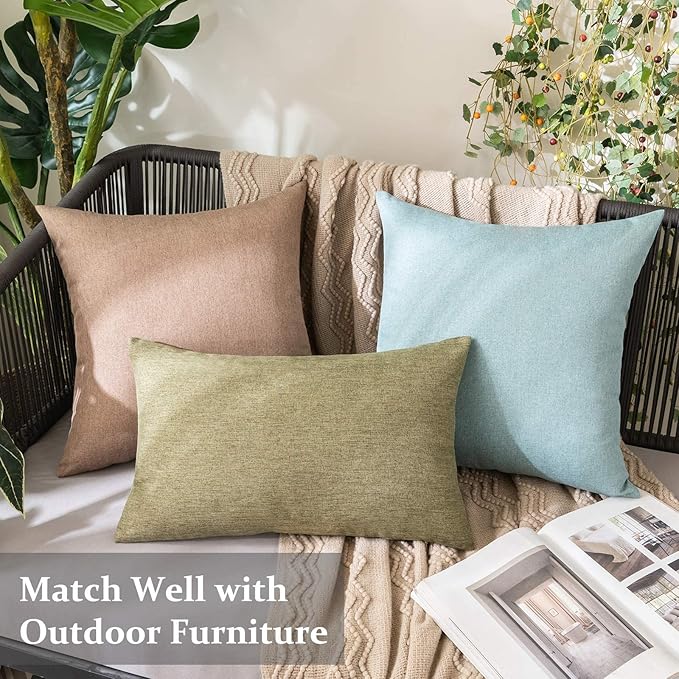 MIULEE Pack of 2 Decorative Outdoor Solid Waterproof Throw Pillow Covers Euro