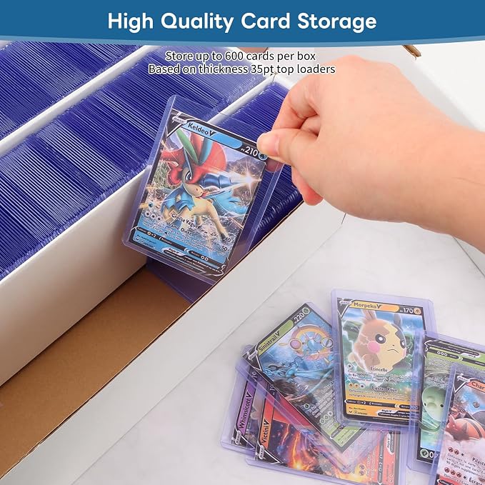 8 Pack Trading Card Storage Box, 2340 Count Card Storage Box White Sports Cards Organizer Box Trading Cards Box for Storing Protecting and Organizing Soccer Basketball Game Cards
