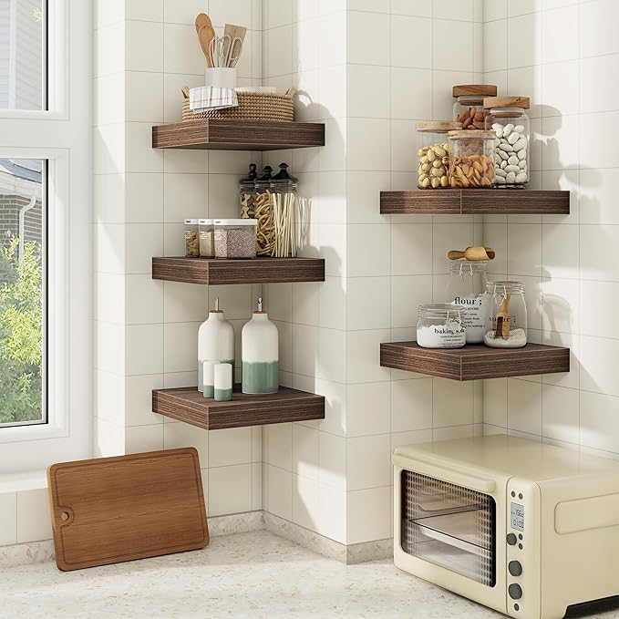 fuqing Floating Shelves for Wall, Wall Mounted Wood Floating Shelf