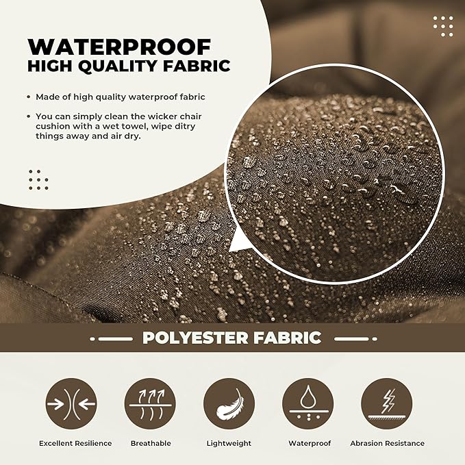 DANGHOOGY Wicker Chair Cushions, Waterproof Outdoor Loveseat Cushions