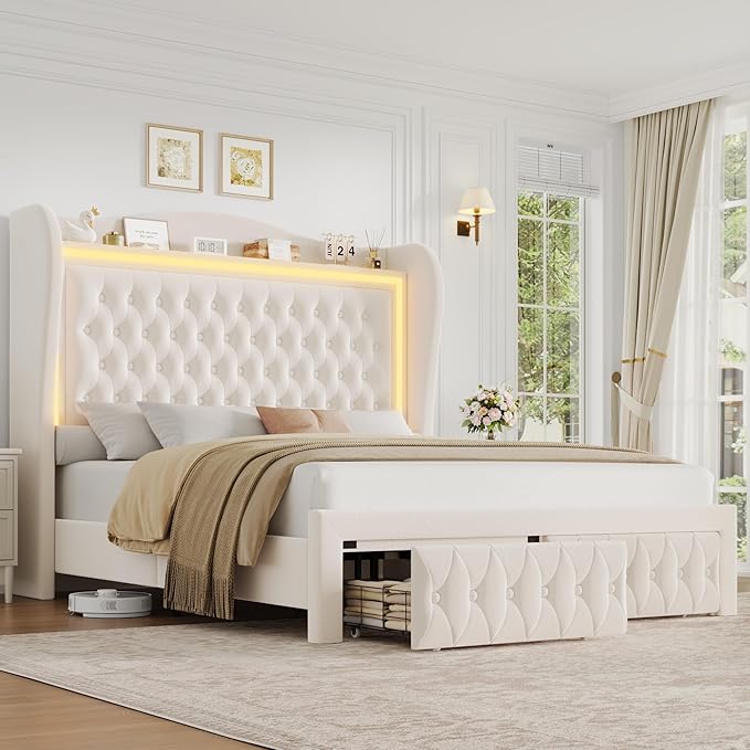 Queen Bed Frame 55" Tall Headboard