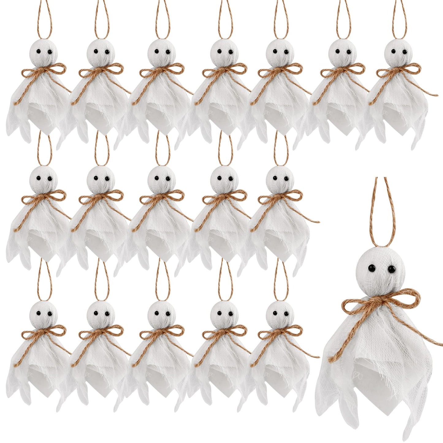 18 Pcs Halloween Ghost Hanging Ornaments Tree Farmhouse Rustic Cloth Ghosts Hanging Decoration for Front Yard Patio Lawn Garden Party Décor and Holiday Decorations