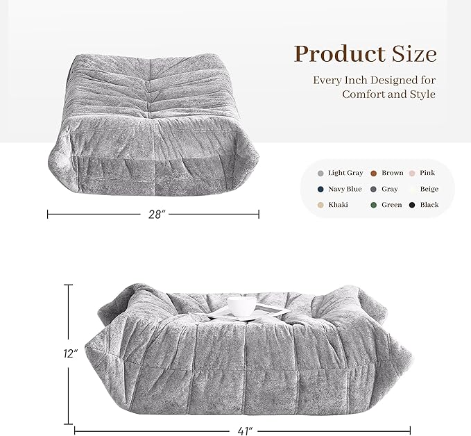 Bean Bag Ottoman, Memory Foam Lazy Bean Bag Sofa, Fireside Chair Foot Rest