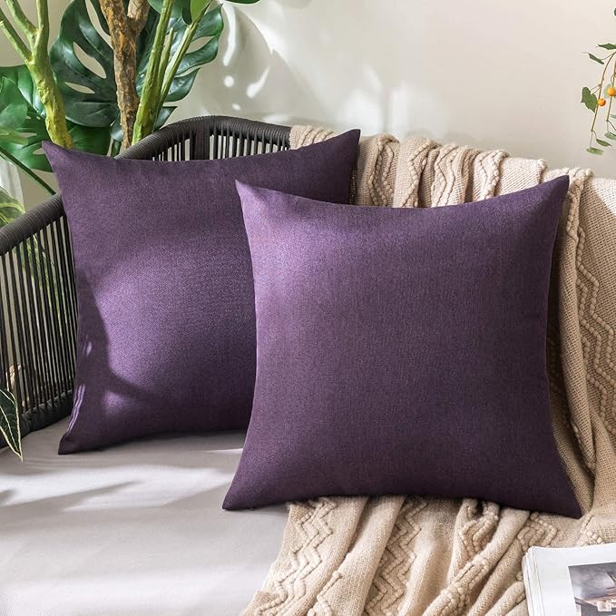 MIULEE Pack of 2 Decorative Outdoor Solid Waterproof Throw Pillow Covers Faux