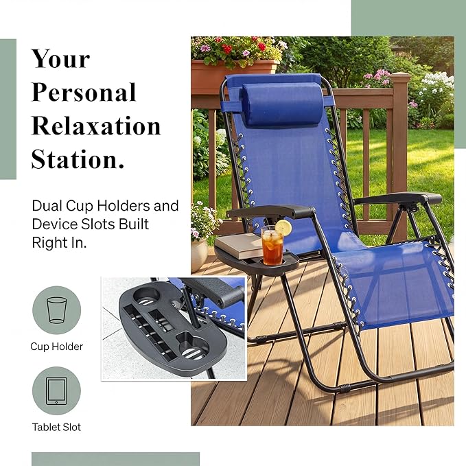 Devoko Padded Zero Gravity Chair, Foldable Anti Gravity Recliner