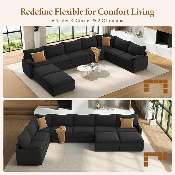 Vesgantti Large Modular Sectional Sofa, Big Comfy Cloud Couch