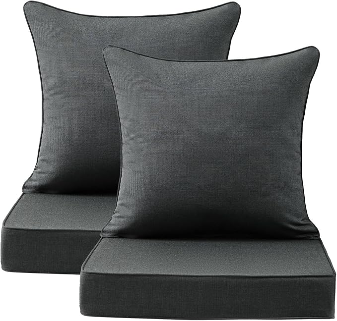 Sunbrella Outdoor Deep Seat & Back Cushion Set, 24 x 24 Inch Water Repellent