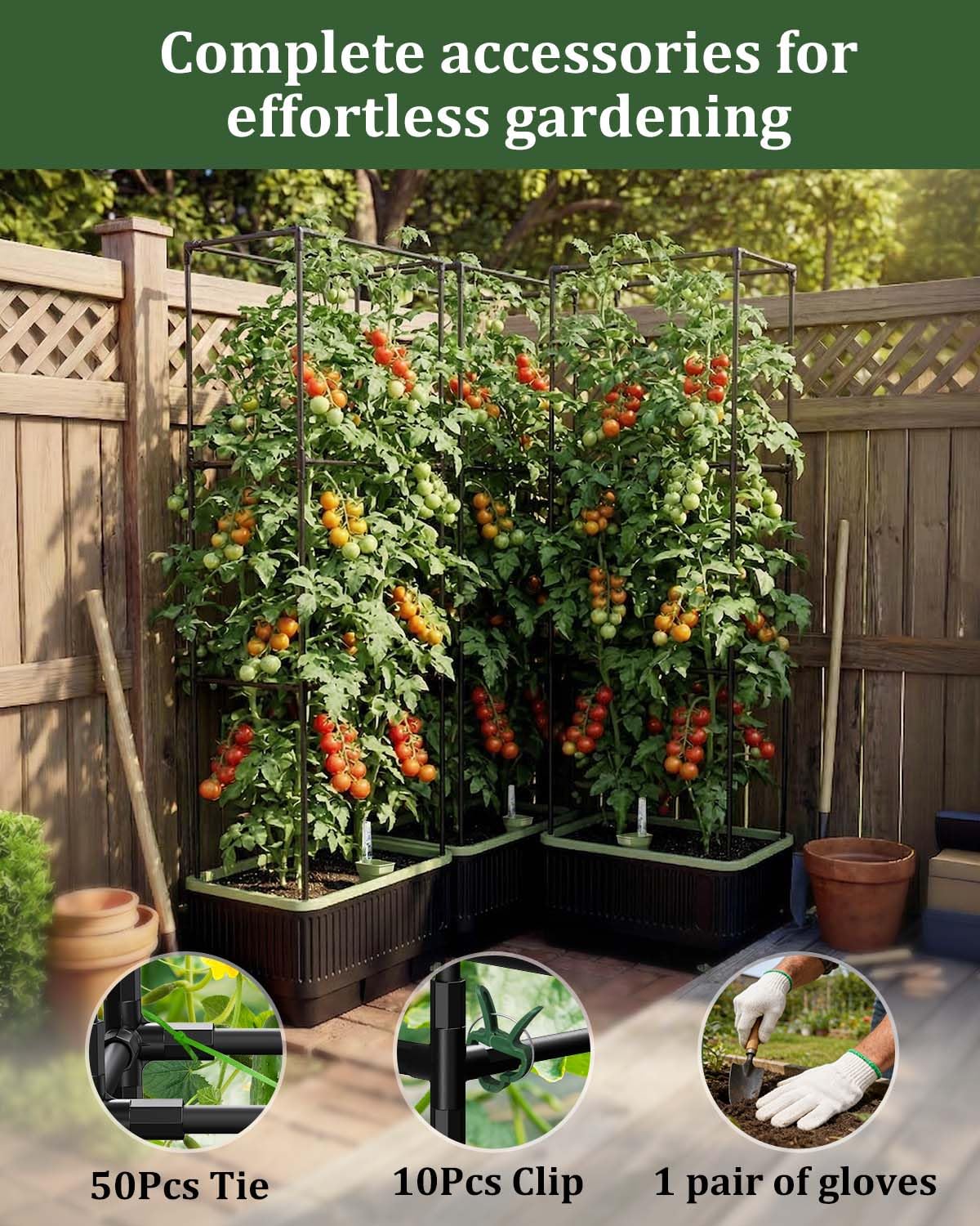 MQJIAZHI Self Watering Tomato Planter with Trellis, Rectangular Tomato Cages Trellis for Raised Garden Bed, Tomato Planters Box for Garden Pots Patio Indoor Outdoor (Rectangular, 1PC)