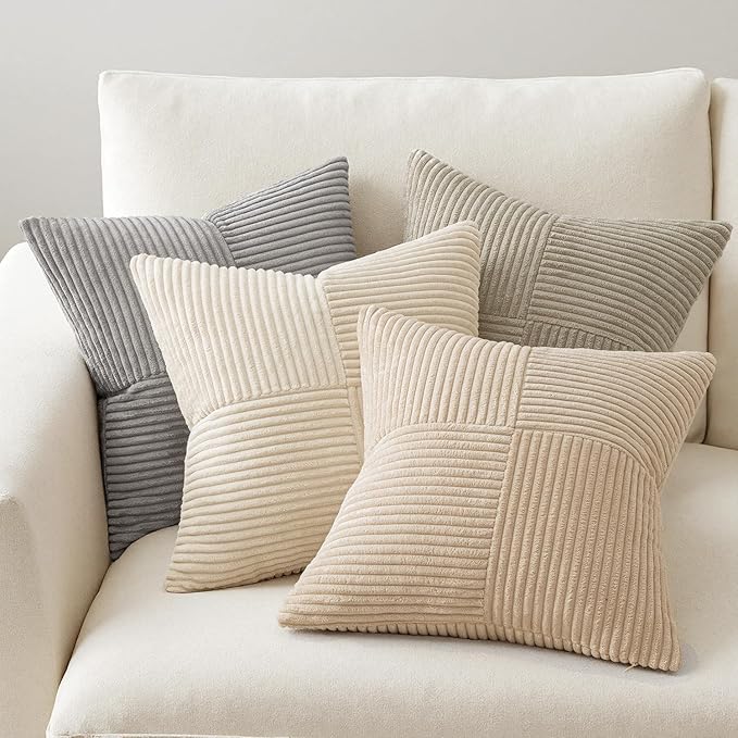 MIULEE Neutral Decorative Throw Pillow Covers 20x20 Inch Set of 4