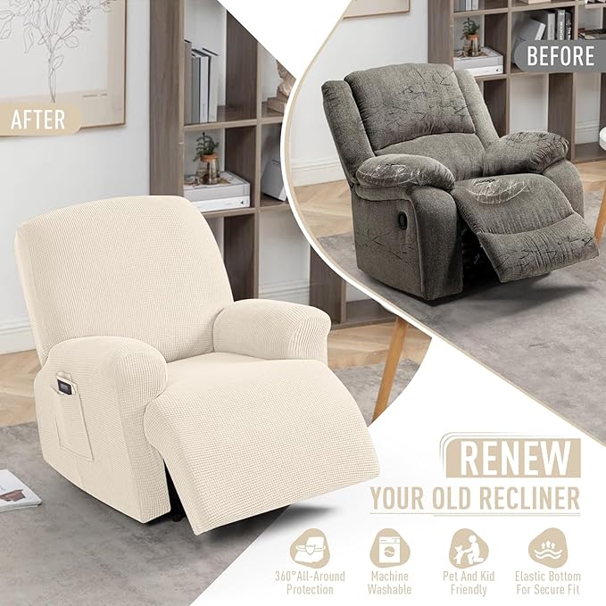 TAOCOCO Oversized Recliner Chair Covers, 1 Seater Streach Recliner Covers Soft