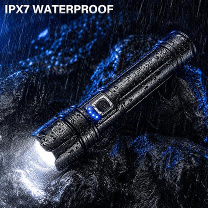AKNEAR Rechargeable LED Flashlight High Lumens, Super Bright Flashlights with Zoomable & USB C Rechargeable & 5 Light Mode & Waterproof, Powerful Flash Light for Home, Hiking (Digital Display, 3 Pack)