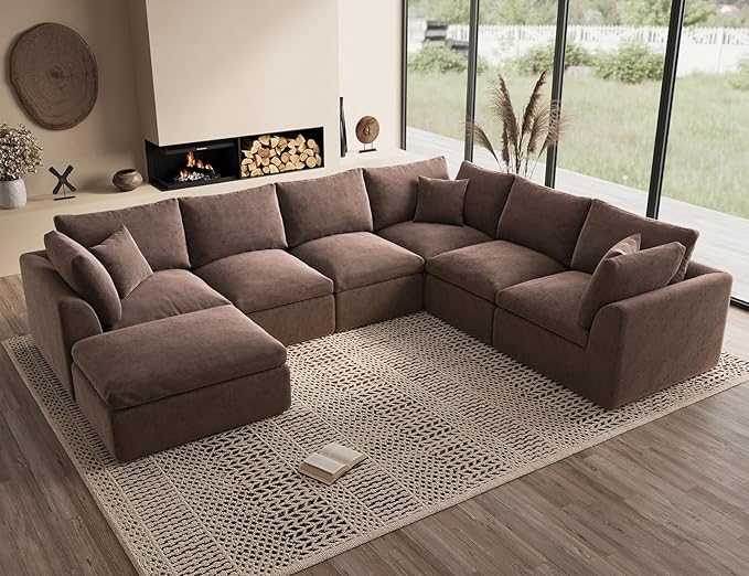 ohllob Oversized Cloud Couches for Living Room, Boneless Sectional Couch