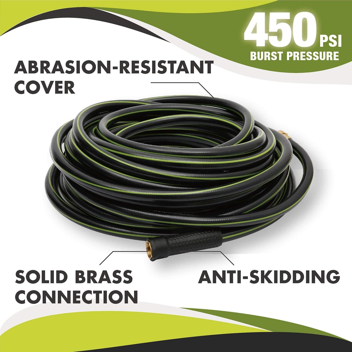 Worth Garden Hose 3/4 in. x 100 ft. - Heavy Duty Lightweight PVC Water Hose - Flexible, No Kink, Leakproof, Male to Female Fittings - 200PSI Work & 500PSI Burst, for Lawn, Gardening & Commercial Use