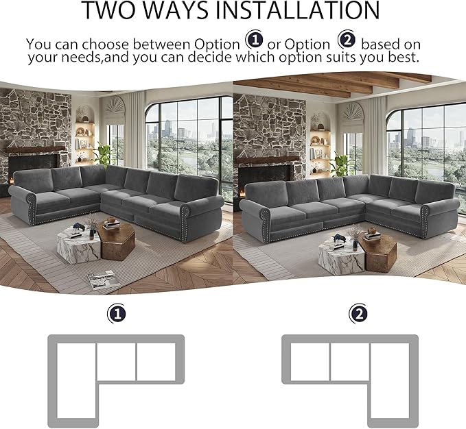 118" L-Shaped Sleeper Couch Bed
