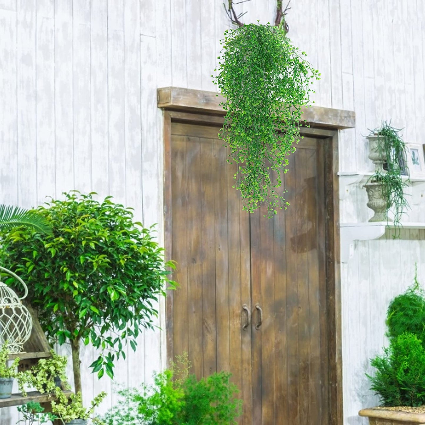 RECUTMS 4Pcs Artificial Hanging Plants Faux Hanging Greenery Ivy Decor Artificial Hanging Vines Plastic Plants for Indoor Outdoor Wall Home Garden Wedding Party Decor(Green 4P)