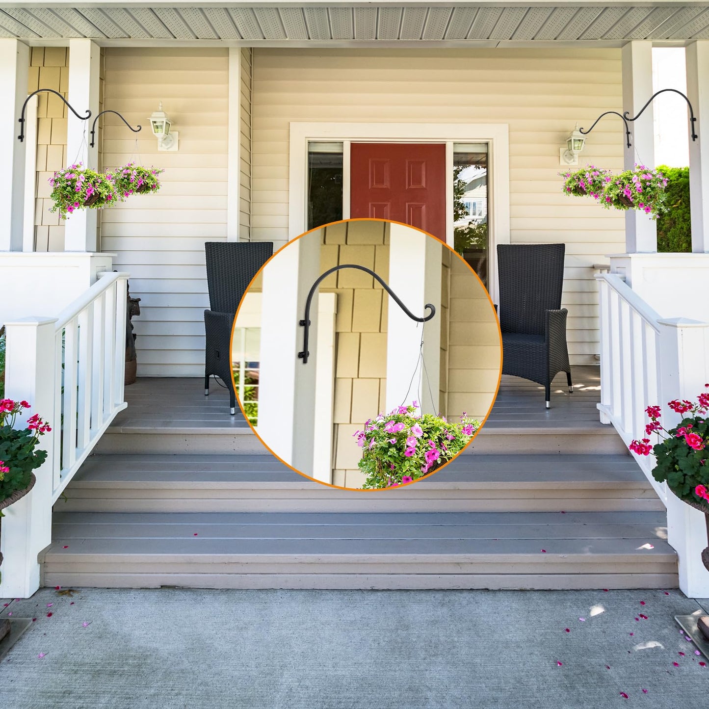 4 Pack Plant Hangers Outdoor, 16 Inch Hanging Basket for Plants Outdoor Brackets, Heavy Duty Plant Hanger Bracket with 80lbs Weight Capacity for Hanging Baskets,Bird Feeders,Lanterns and Wind Chimes