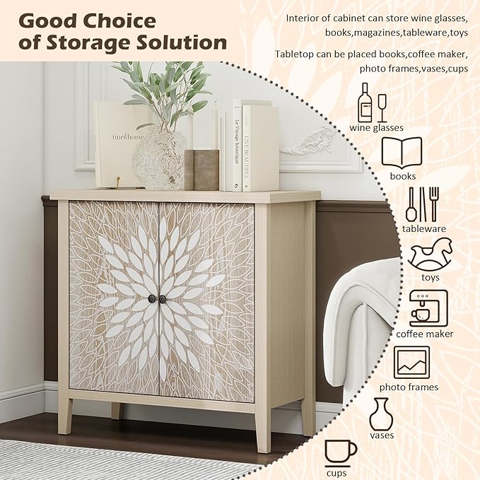 2-Door Carved Modern Storage Cabinet