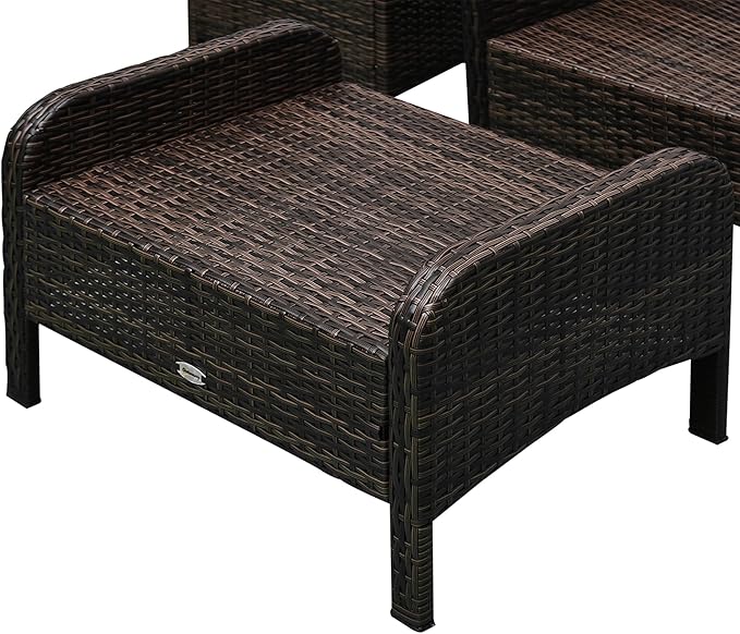 Outsunny 5 Pieces Rattan Wicker Lounge Chair Outdoor Patio Conversation Set