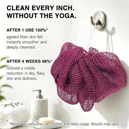 UJFQBH African Net Sponge Authenti, Exfoliating Body Scrubber for Back and Hard to Reach Areas, Gentle Daily Exfoliation for Deep Cleansing, Quick Drying Shower Essential, Berry Pink 3 Pack
