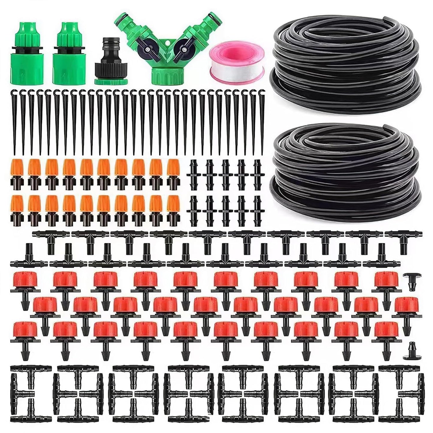 98.5FT Drip Irrigation System Kit, 149PCS Automatic Micro Drip Irrigation Kit for Garden Greenhouse, Adjustable Watering System for Flower Bed, Patio & Lawn, DIY Plant Self-Watering Garden Hose