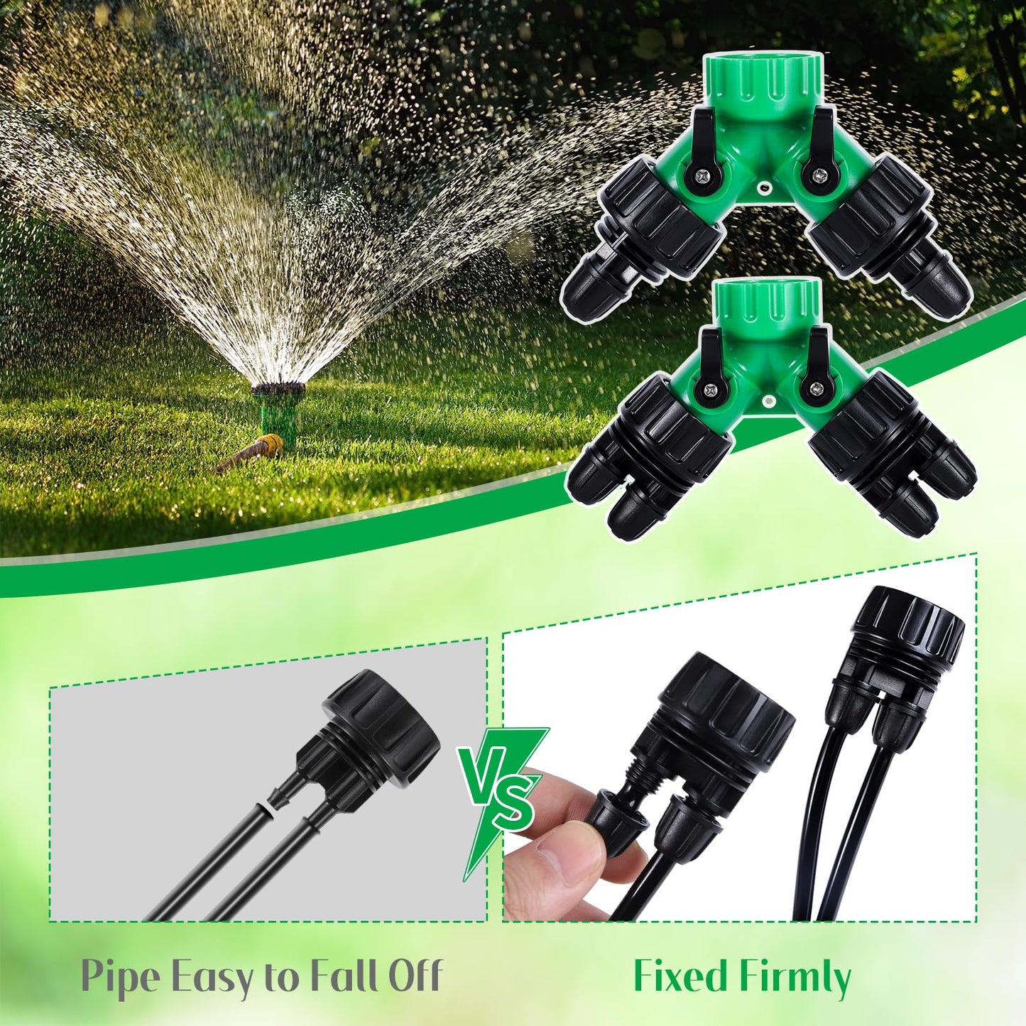 5 Pcs Hose Adapter Kit, Y Water Splitter 1-Way/2-Way Convert 3/4 Inch Female GHT to 1/4 Inch Irrigation Tubing Connectors, Garden Faucet Connectors for Irrigation Misting System