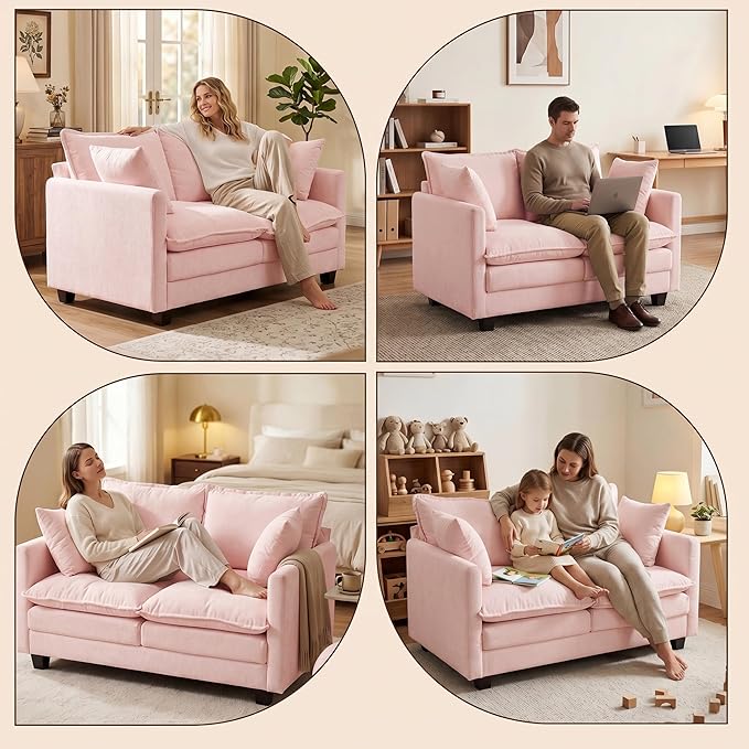 Loveseat Sofa with Cloud 3-Layer Cushion & 27" Deep Seat, Modern Love Seat