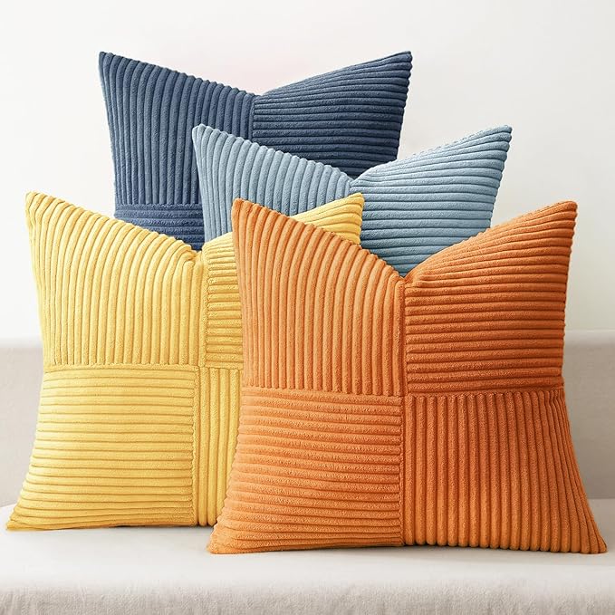 MIULEE Summer Yellow Blue Decorative Throw Pillow Covers 18x18 Inch Set of 4