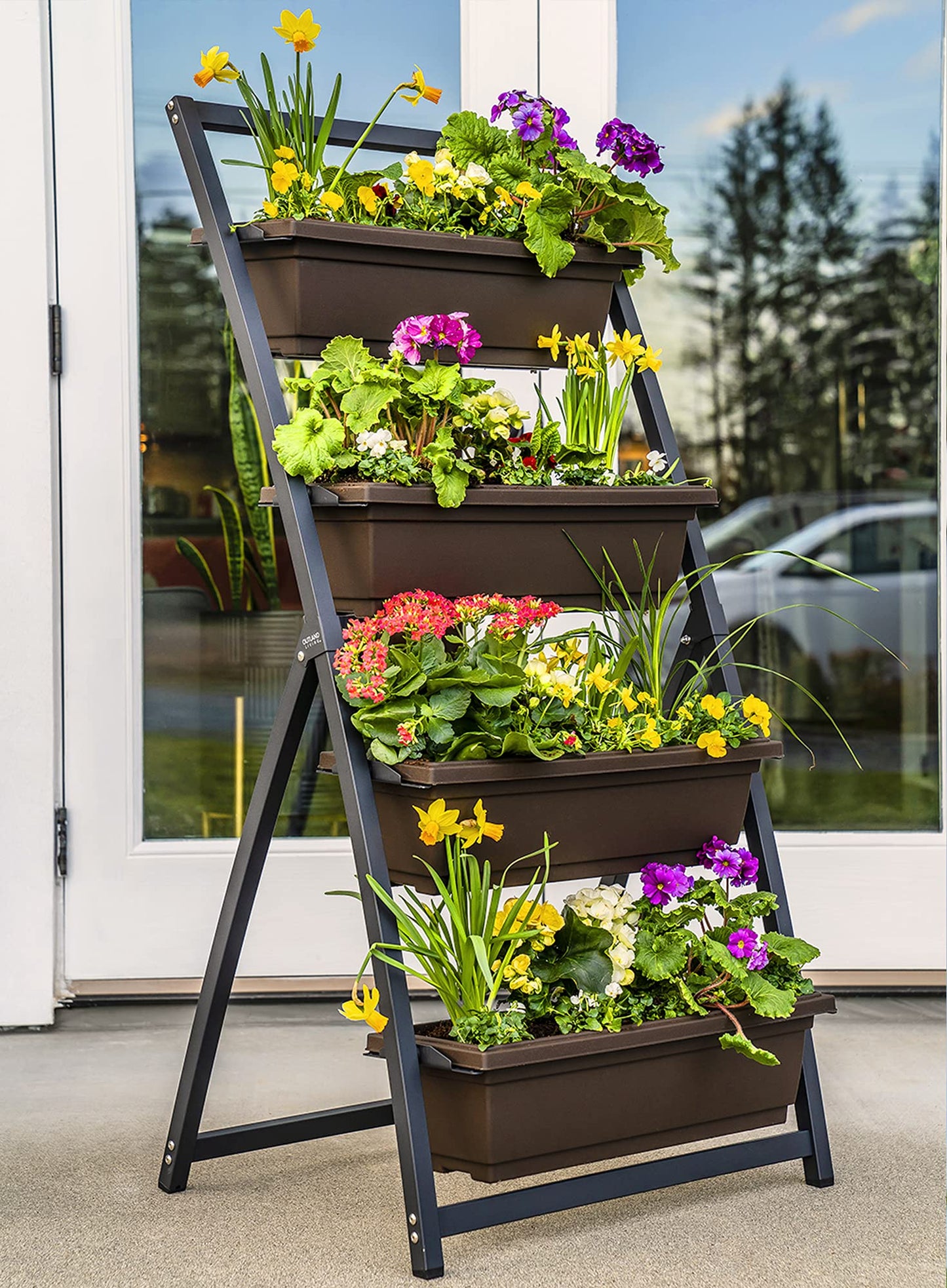 Outland Living 4-Ft Raised Garden Bed - Vertical Garden Freestanding Elevated Planters 4 Container Boxes - Good for Patio Balcony Indoor Outdoor - Perfect to Grow Vegetables Herbs Flowers