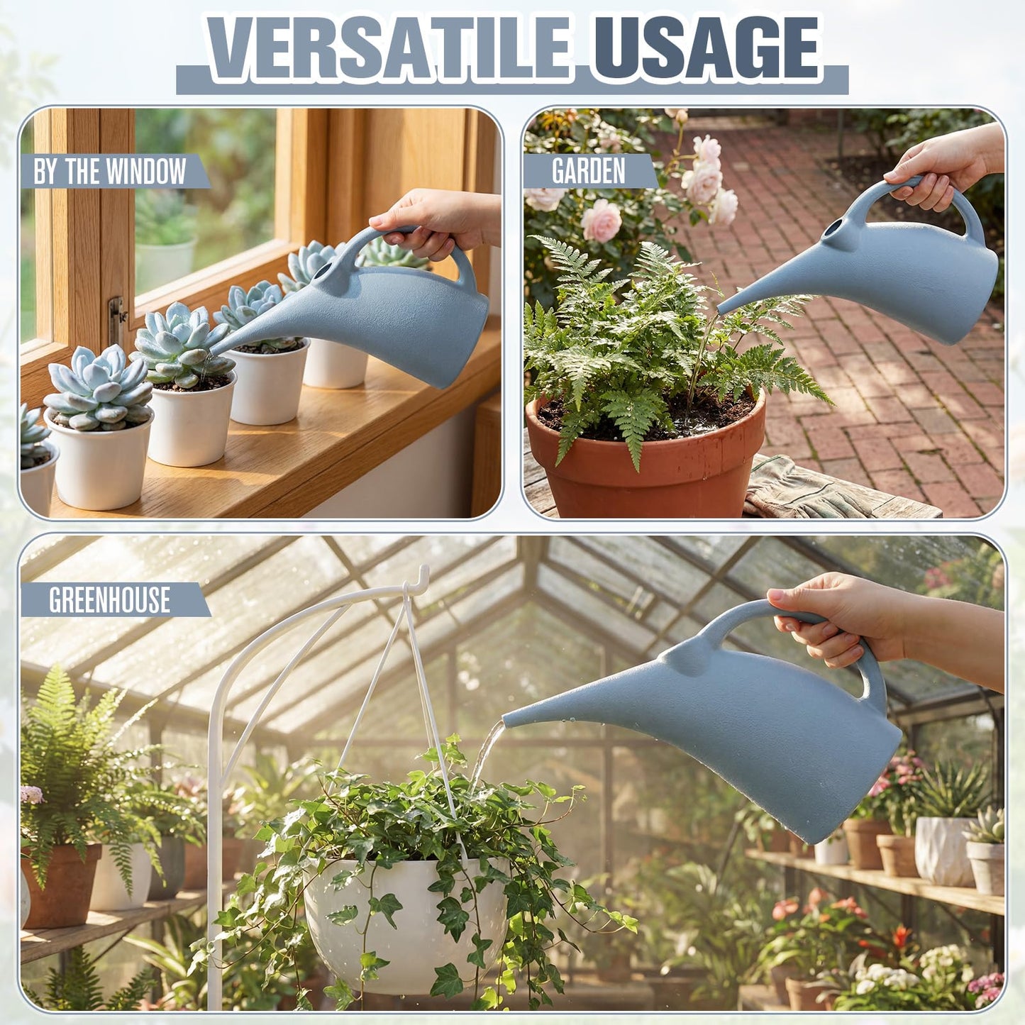LemonRoad 4 Pack Small Indoor Watering Plant Can 1/4 Gallon Plastic Long Spout Indoor Outdoor Plant Watering Cans Bulk Pot, Precise Pour for Houseplants Succulents Garden Office Decor
