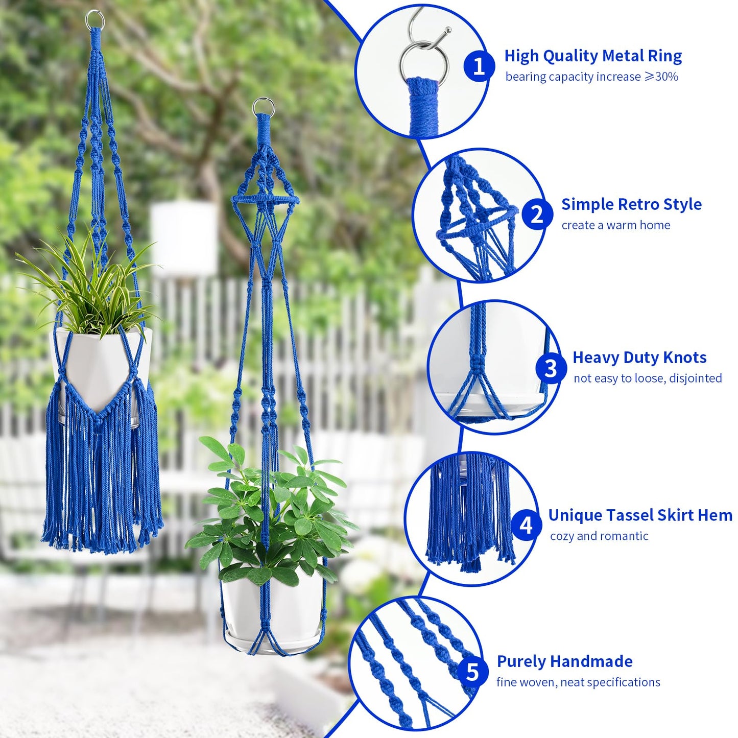 SFENNGPET Macrame Plant Hangers, 6Pack Hanging Planters for Indoor Plants w/ 6 Set Hangers Kit Handmade Macromay Plant Hangers Indoor Flower Pots Holder Stand for Boho Home Décor (POTS NOT Included)