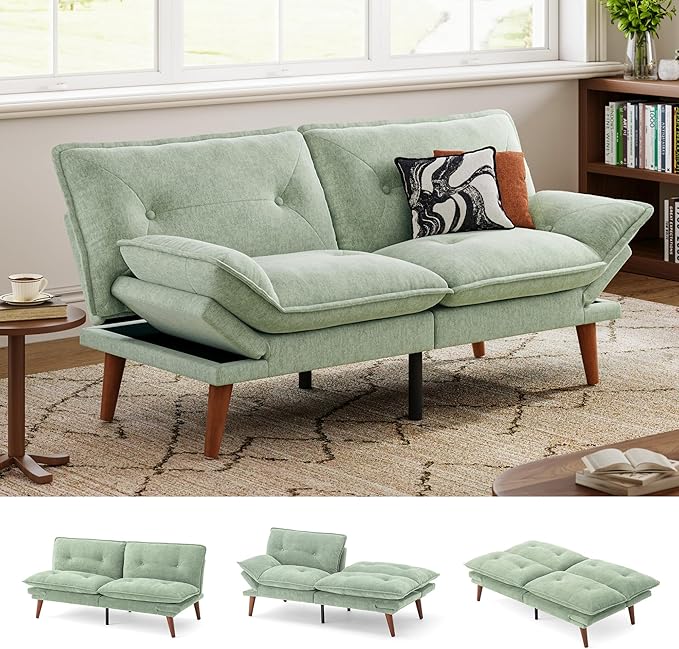 LINSY HOME Futon Sofa Bed, 3 in 1 Convertible Comfy Loveseat Sleeper Sofa Bed