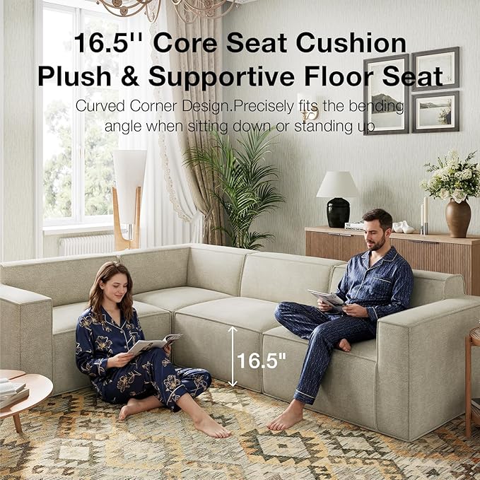 Novilla 117.7" Modular Sectional Sofa, No Assembly Cloud Sectional Couch