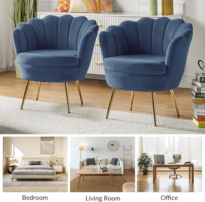 HULALA HOME Modern Velvet Accent Chairs Set of 2