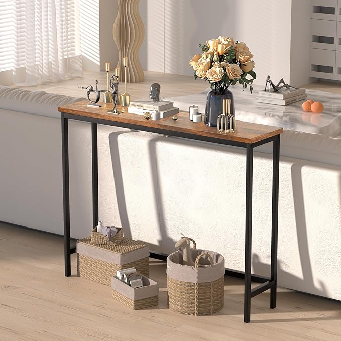 VASMIA Console Table, Entryway Table, Narrow Sofa Table, Living Room, Rustic