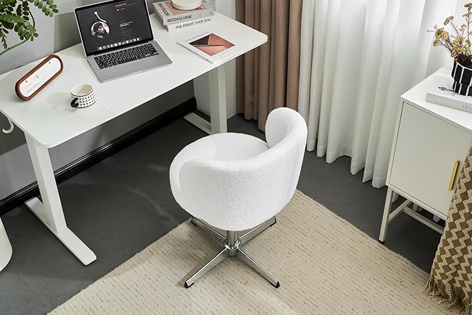 VINGLI Cute Small Swivel Desk Chair Comfy no Wheels, Ergonomic Low-Back Lumbar
