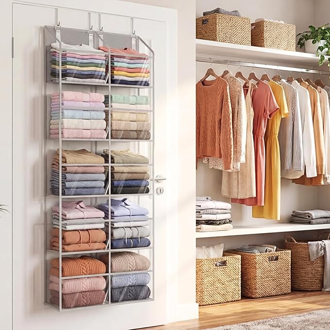 Over the Door Organizer 5 Tiers, Extra Large Behind Door Storage of 10