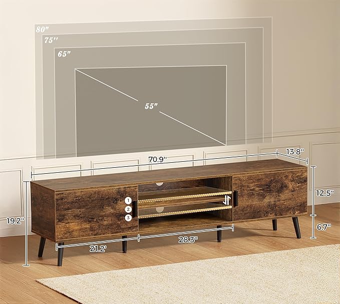 SUPERJARE 70.9 Inch TV Stand for 65, 75 Inch TV, Entertainment Center