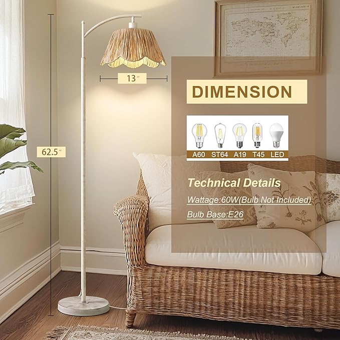 Oneach Farmhouse Floor Lamps for Living Room, Boho Floor Lamp for Bedroom