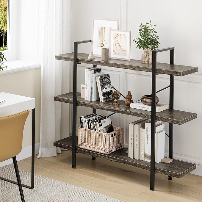 OtterOasis Heavy Duty 3-Tier Industrial Bookcase, 120lbs Shelf Capacity