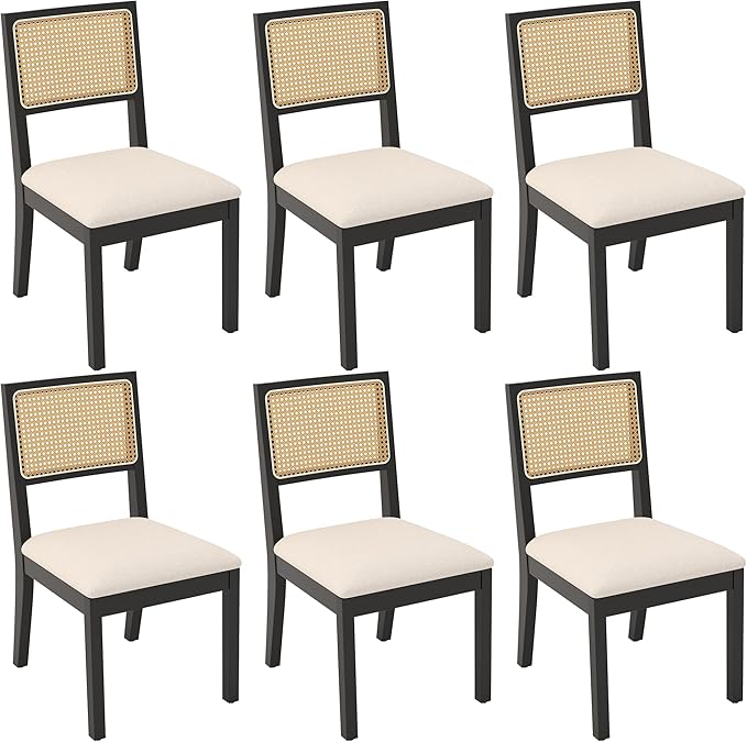Westice Rattan Dining Chairs Set of 6, Farmhouse Natural Dining Room Chairs