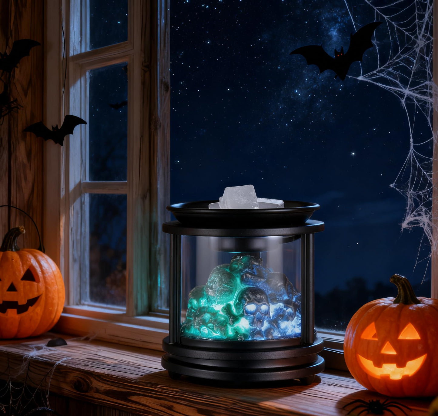 Dicimi Halloween Wax Warmer - Skull Wax Melter for Scented Wax Cubes & Essential Oils, 4-in-1 Electric Warmer with Hot Plate, Spooky Ghost Decor Gift