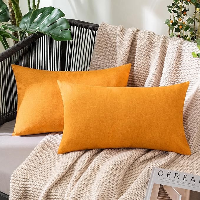MIULEE Pack of 2 Decorative Outdoor Solid Waterproof Throw Pillow Covers Faux