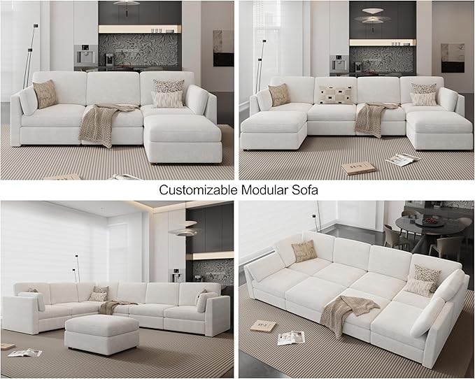 Oversized 2 Seater Modular Sectional Sofa, Solid Wood Frame Sofa, Removable