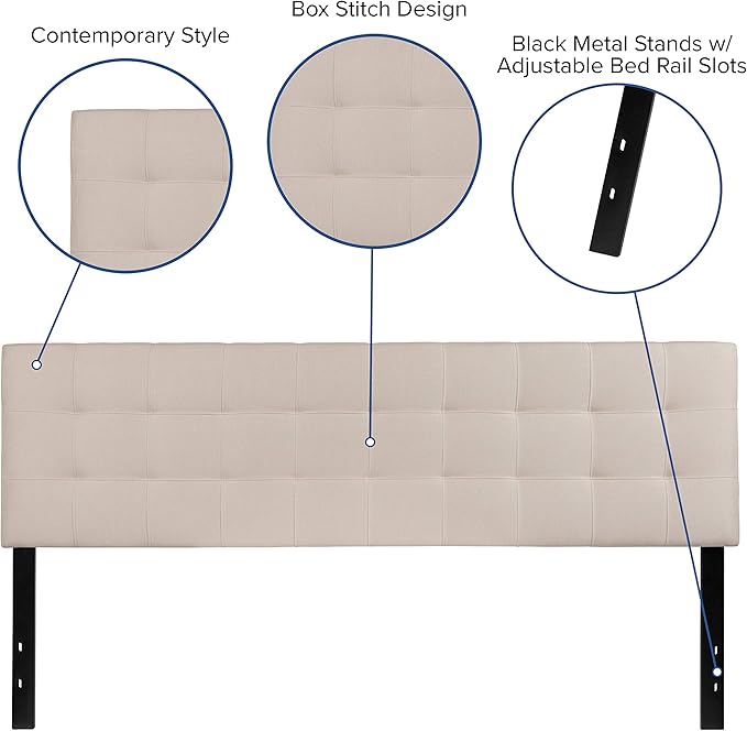 Flash Furniture Bedford Box Stitch Tufted Upholstered King Size Headboard in