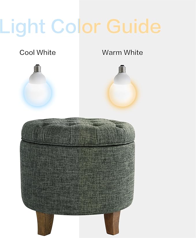 Homepop Home Decor | Upholstered Round Tufted Foot Rest Ottoman | Ottoman