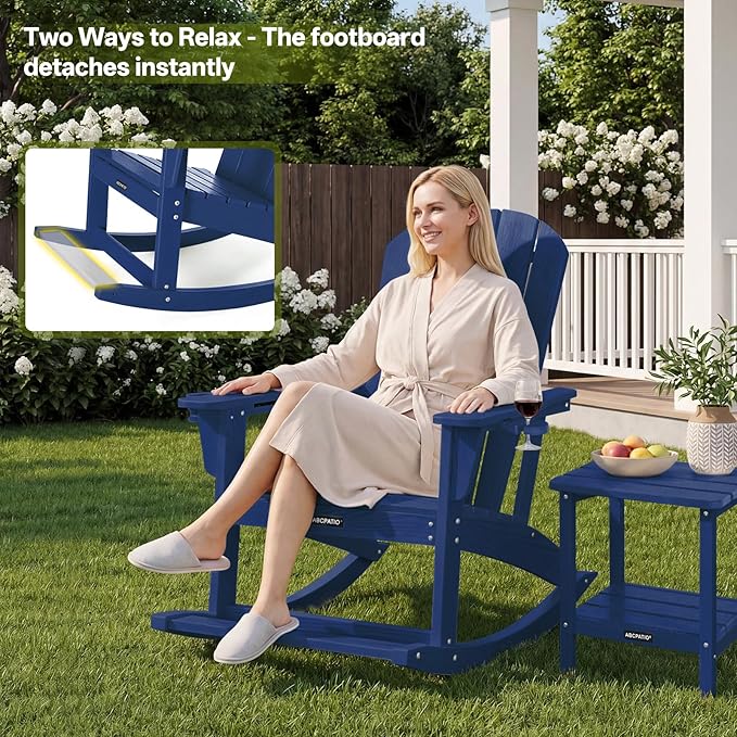 Outdoor Oversized Adirondack Rocking Chairs, All Weather HDPE Patio Rocking