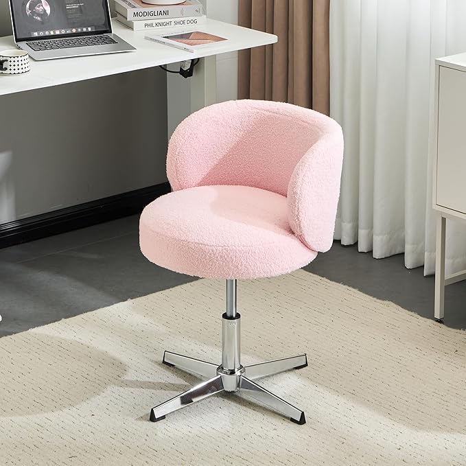 VINGLI Cute Small Swivel Desk Chair Comfy no Wheels, Ergonomic Low-Back Lumbar
