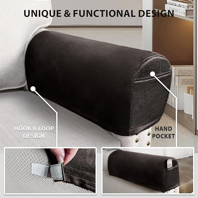 ANARACHON Leather Look Couch Arm Covers Set of 2 Armrest Covers
