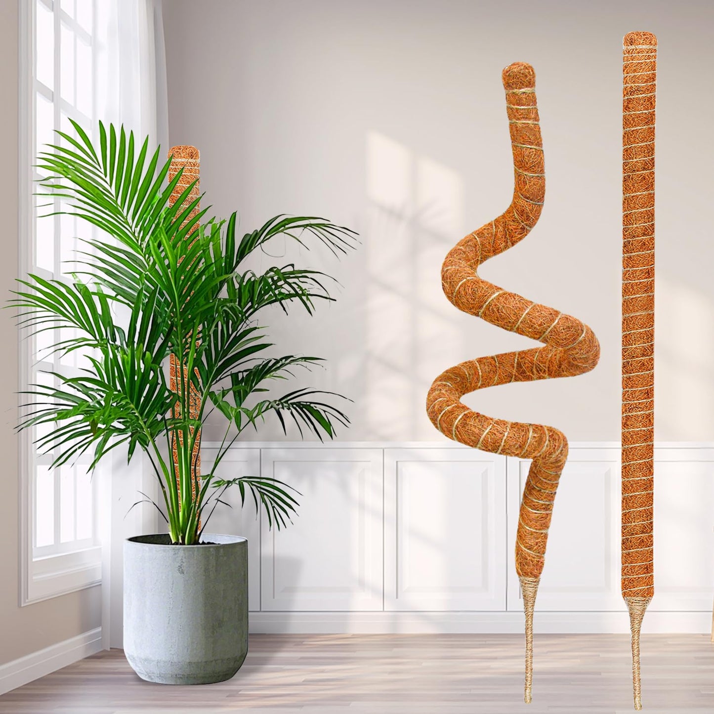 Dimpoo 2 Pack 48 Inch Moss Pole Monstera Plant Support, Coir Moss Poles for Climbing Indoor Plants, Bendable Plant Stake Trellis for Potted Plant, Pothos, Philodendron