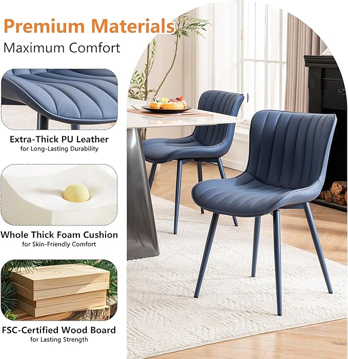 YOUNUOKE Mid-Century Modern Dining Chairs Set of 2, Armless Accent Chair